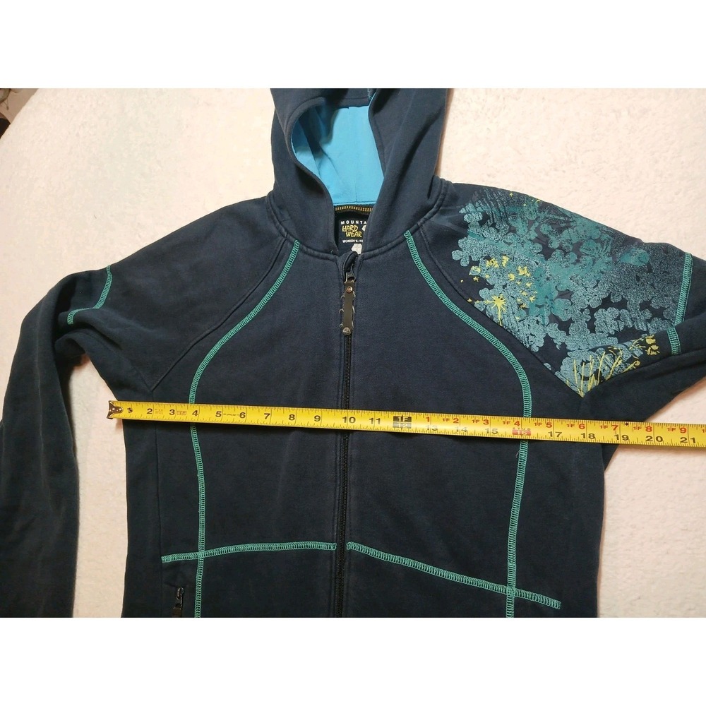 Mountain Hardwear Womens Full Zip Hooded Jacket Blue Graphic Floral Med - Picture 4 of 7